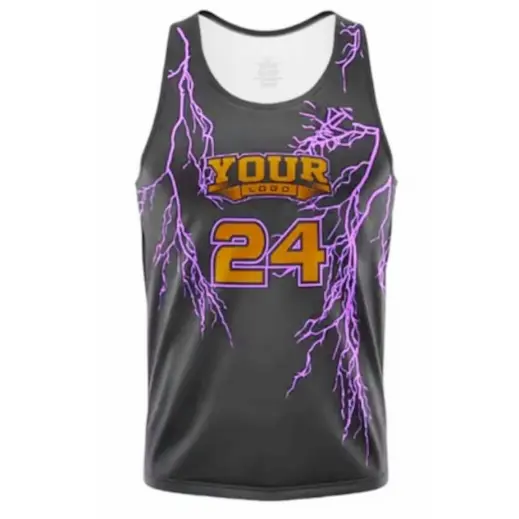 Custom Unisex Crew Neck Sublimated Vest Purple-Orange